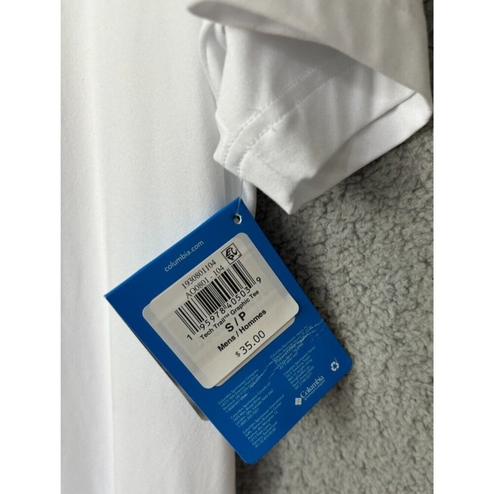 Columbia Mens Omni Shade Tech Trail Graphic Tee UPF 50 White Small New With Tags - Picture 7 of 8